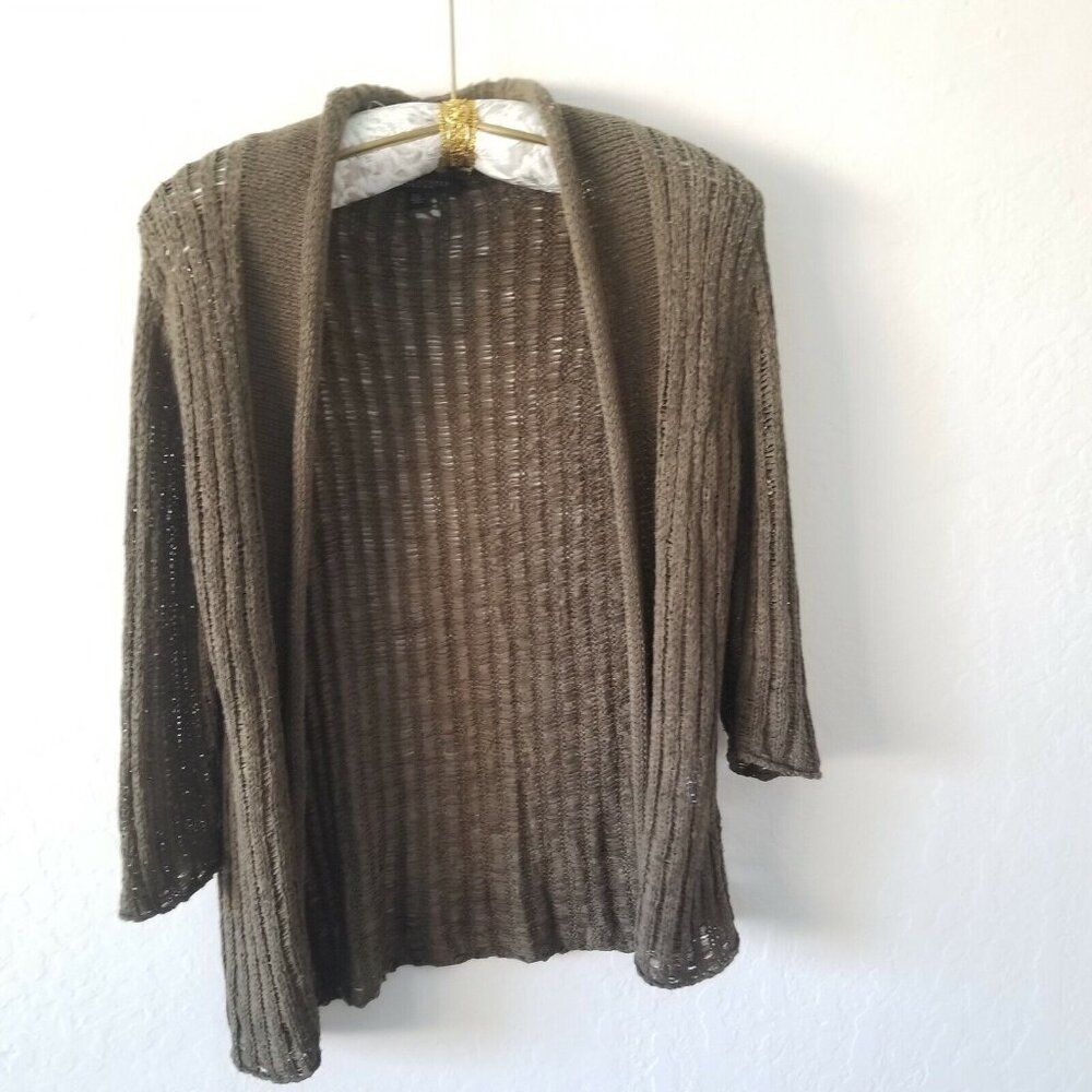 Robert Kitchen Womens Small Acrylic Blend Open Cardigan Sweater Brown Casual